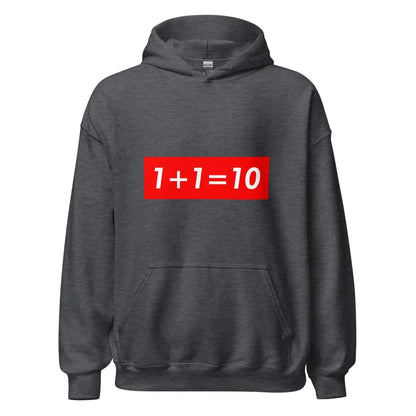 1 + 1 = 10 Sign Hoodie (unisex) - Dark Heather / M