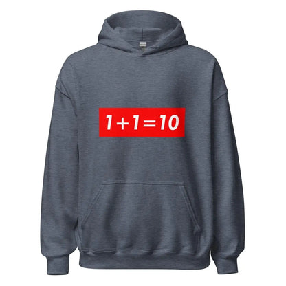 1 + 1 = 10 Sign Hoodie (unisex) - Heather Sport Dark Navy / M