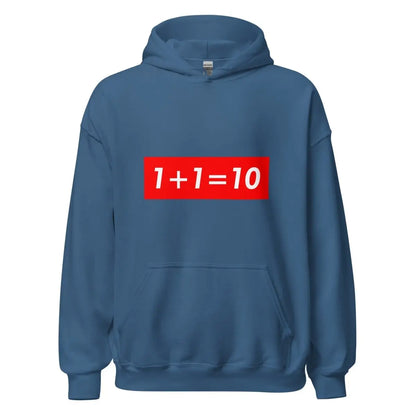 1 + 1 = 10 Sign Hoodie (unisex) - Indigo Blue / M