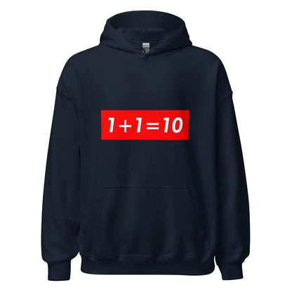 1 + 1 = 10 Sign Hoodie (unisex) - Navy / M