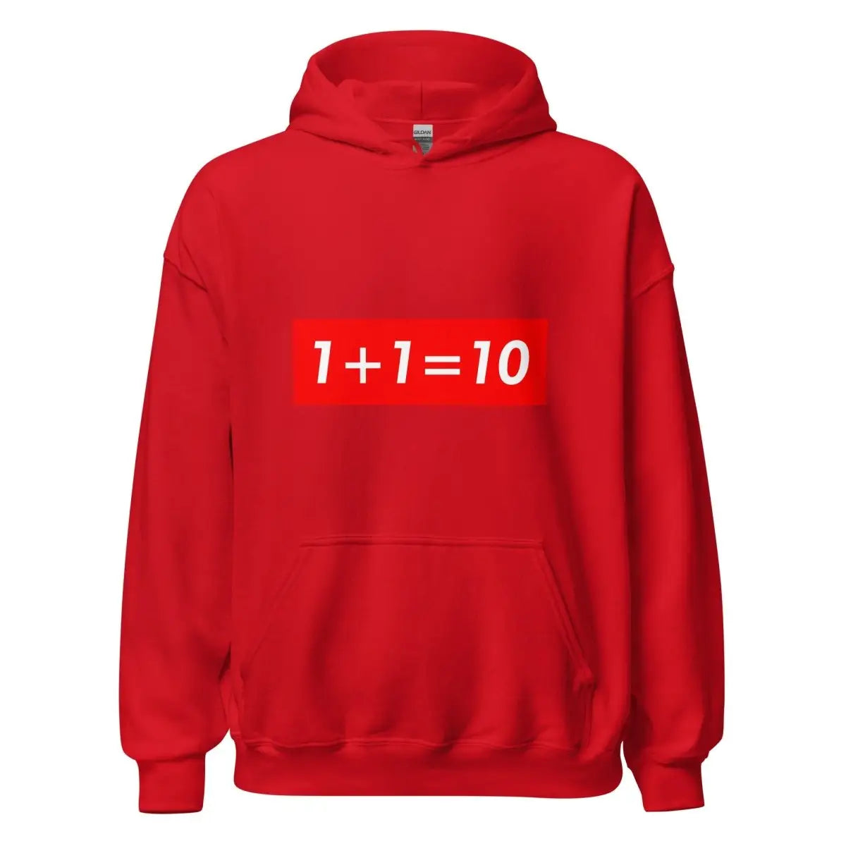 1 + 1 = 10 Sign Hoodie (unisex) - Red / M