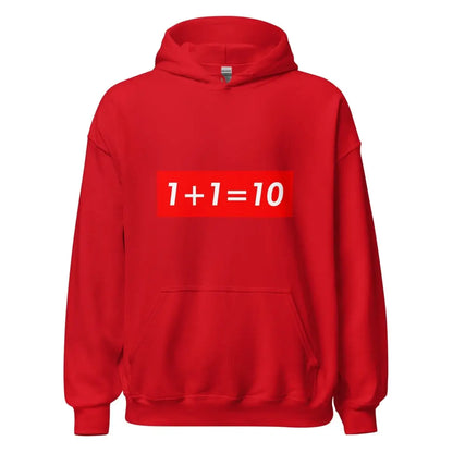 1 + 1 = 10 Sign Hoodie (unisex) - Red / M