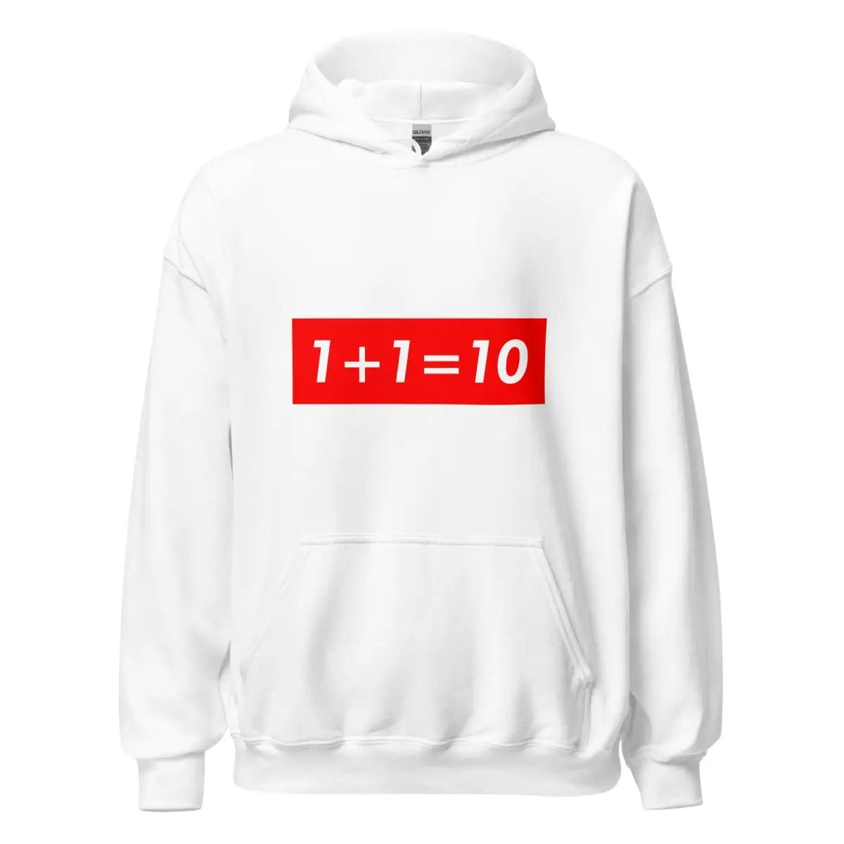 1 + 1 = 10 Sign Hoodie (unisex) - White / M