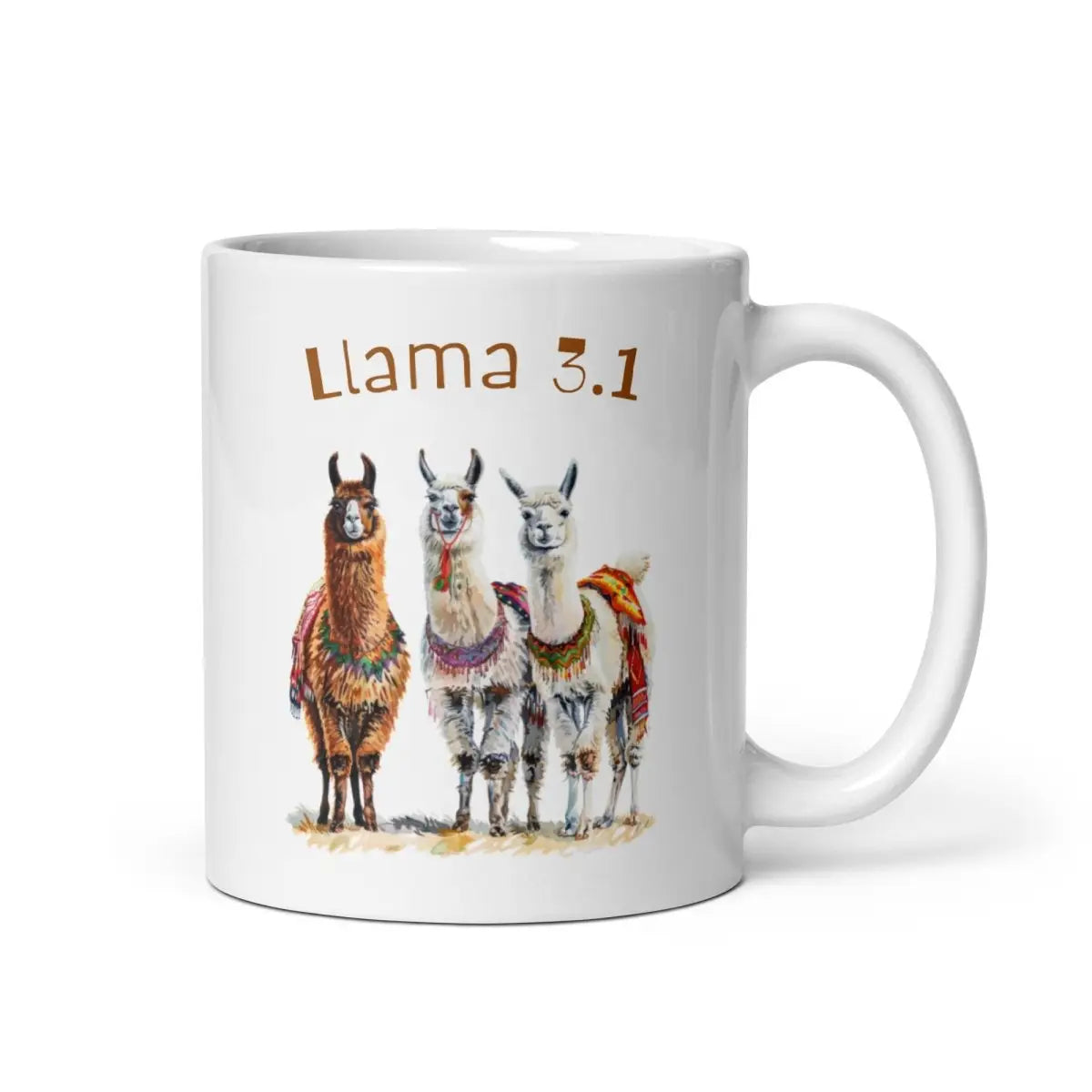 3 Llama 3.1 Llamas White Glossy Mug - 11 oz