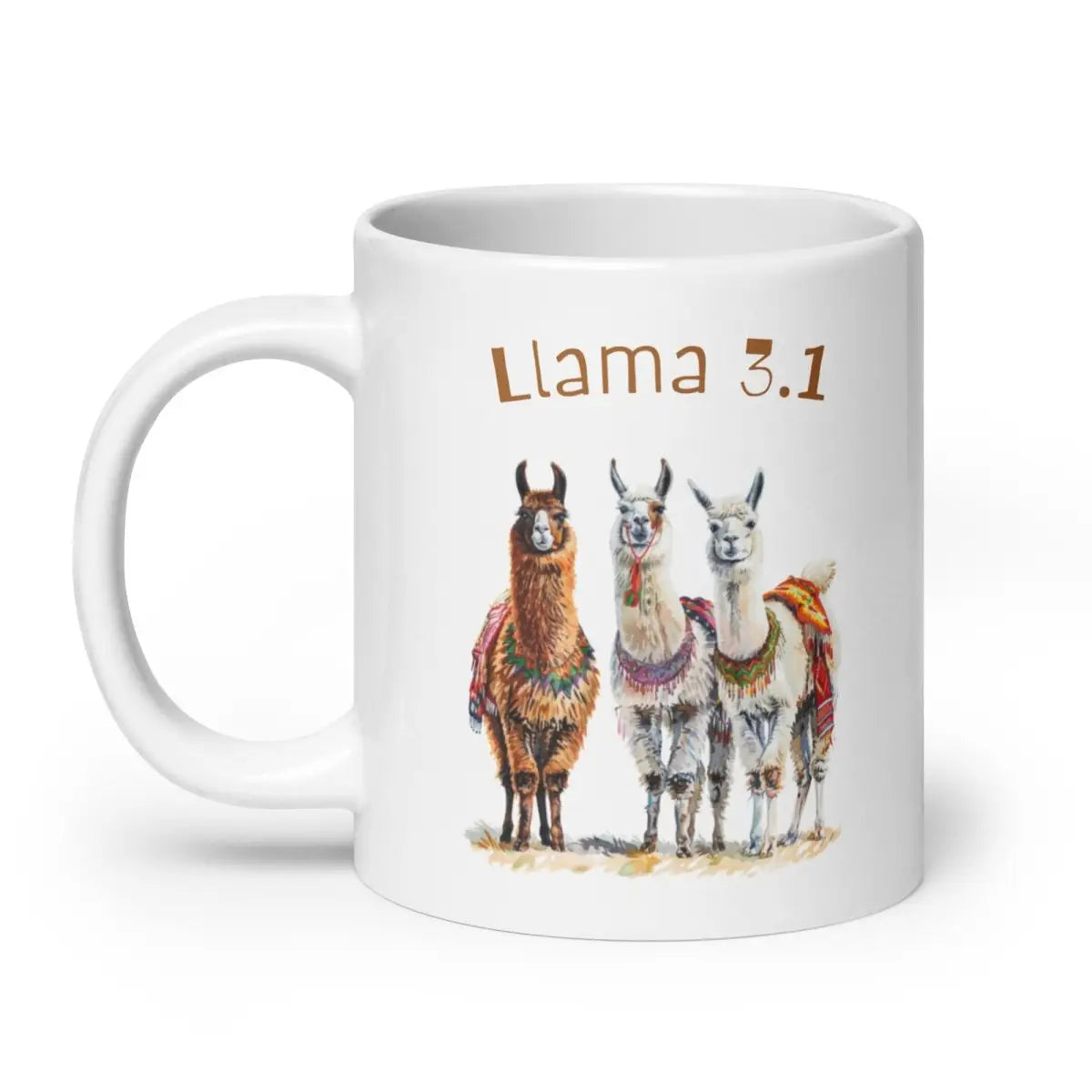 3 Llama 3.1 Llamas White Glossy Mug