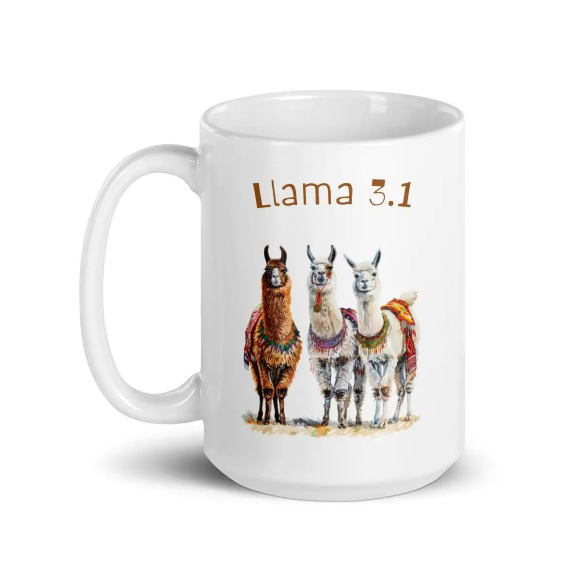 3 Llama 3.1 Llamas White Glossy Mug