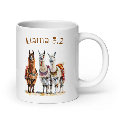 3 Llama 3.2 Llamas White Glossy Mug - 20 oz