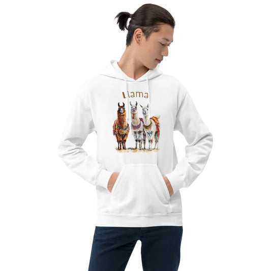 The 3 Llama Llamas Hoodie (unisex).