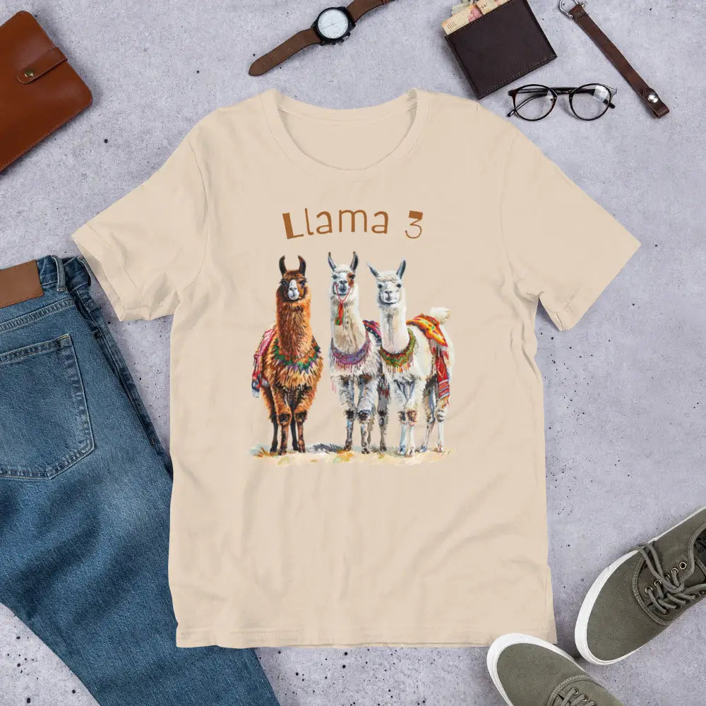 3 Llama 3 Llamas T-Shirt (unisex)