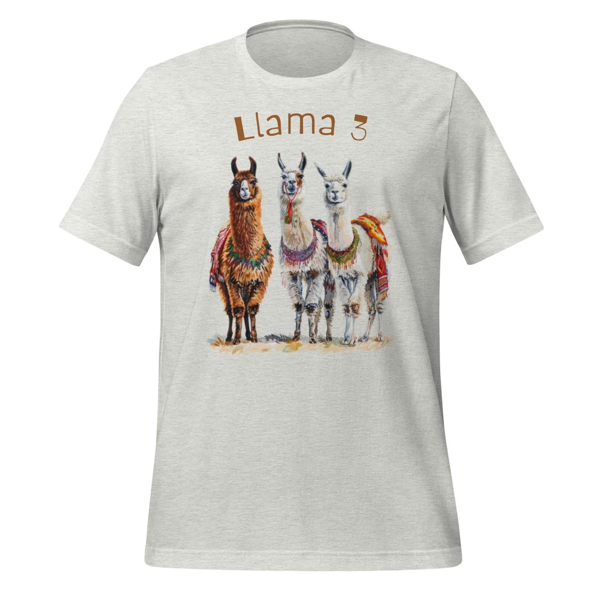 3 Llama 3 Llamas T - Shirt (unisex) - Ash - AI Store