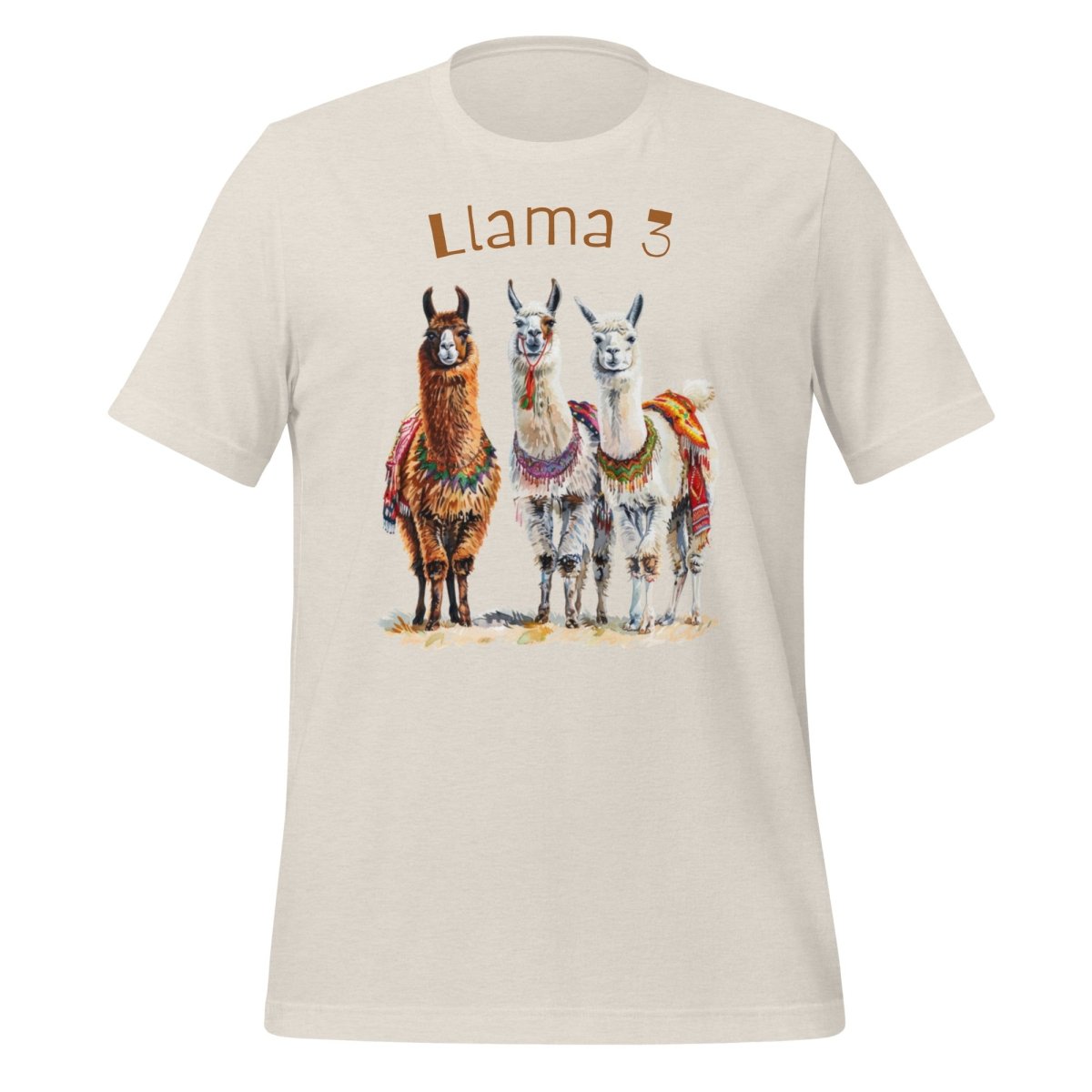 3 Llama 3 Llamas T - Shirt (unisex) - Heather Dust - AI Store