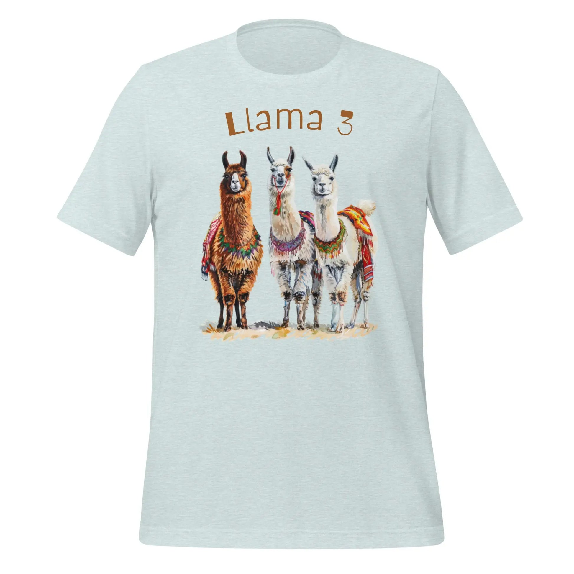 3 Llama 3 Llamas T-Shirt (unisex) - Heather Prism Ice Blue / M