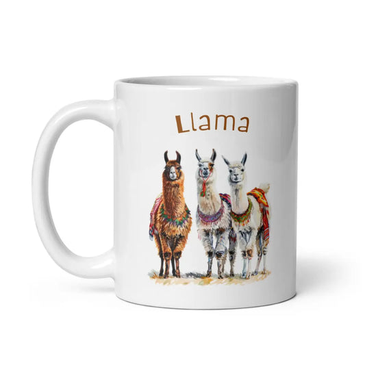 The 3 Llama Llamas White Glossy Mug 11 Oz.