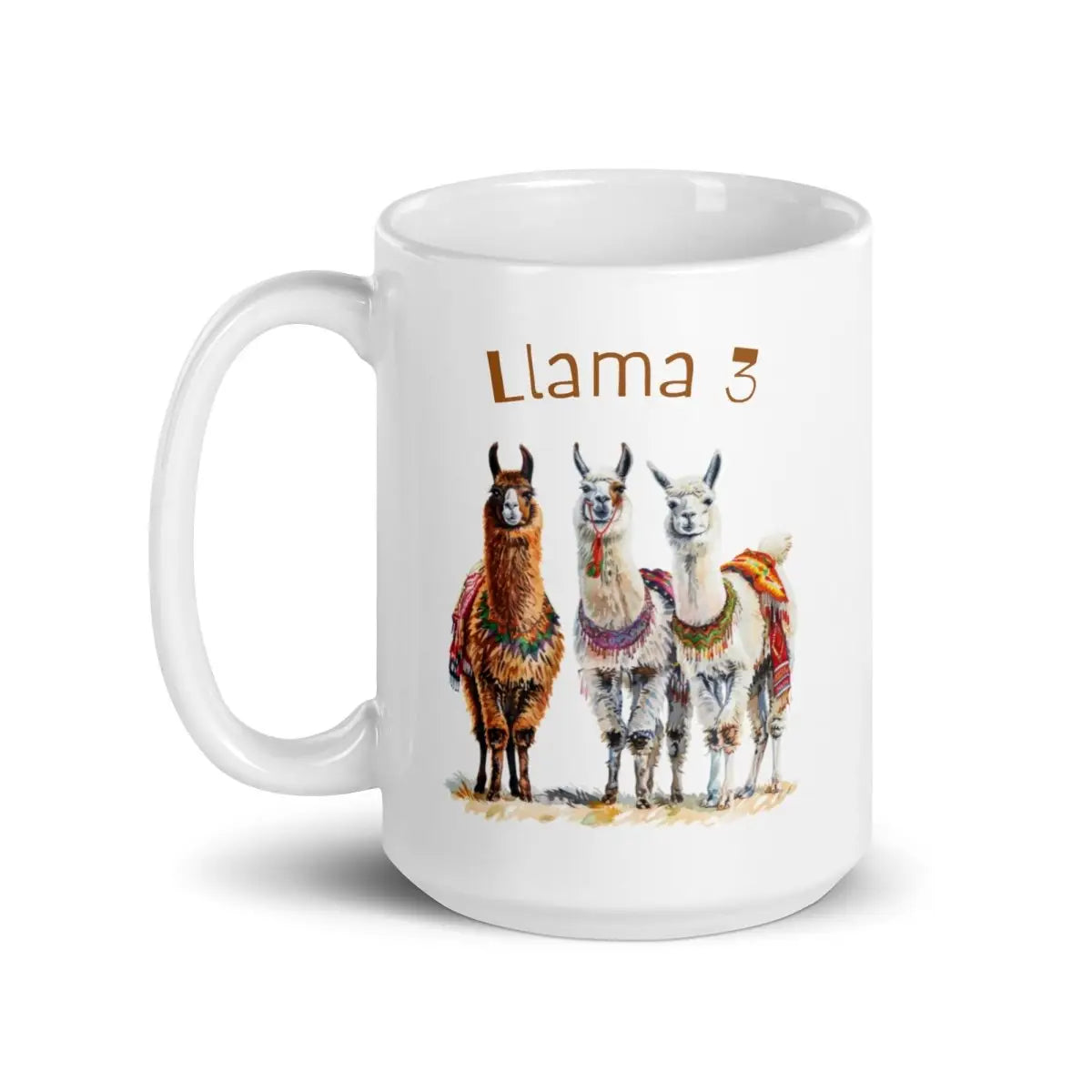 3 Llama 3 Llamas White Glossy Mug - 15 oz