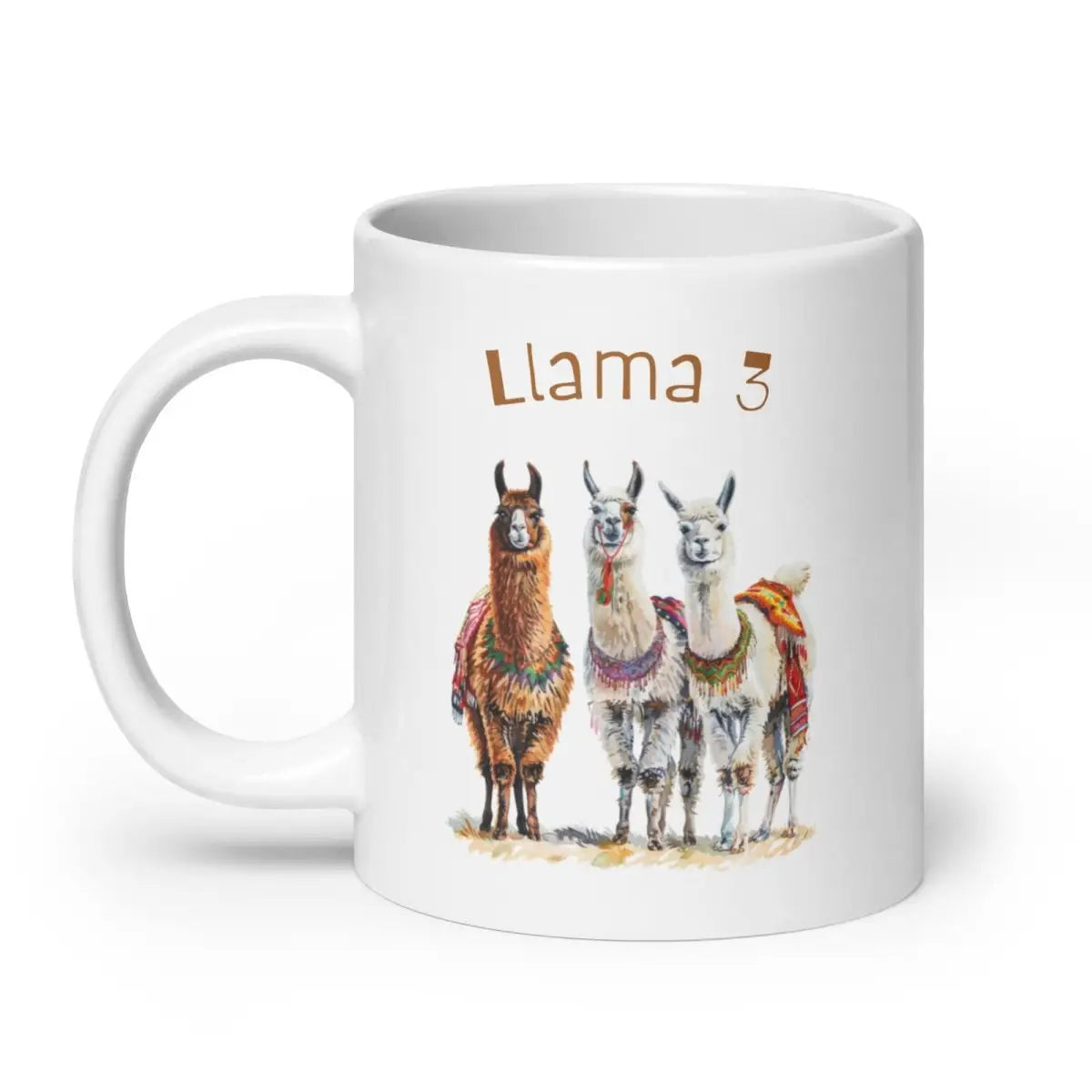 3 Llama 3 Llamas White Glossy Mug - 20 oz