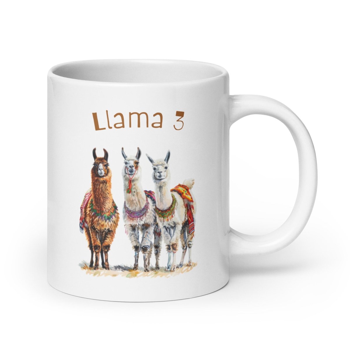 3 Llama 3 Llamas White Glossy Mug - AI Store