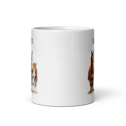 The 3 Llama Llamas White Glossy Mug.