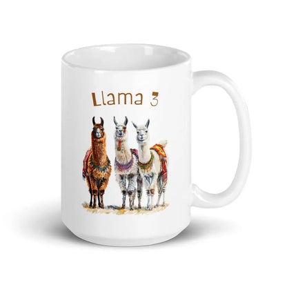 3 Llama 3 Llamas White Glossy Mug