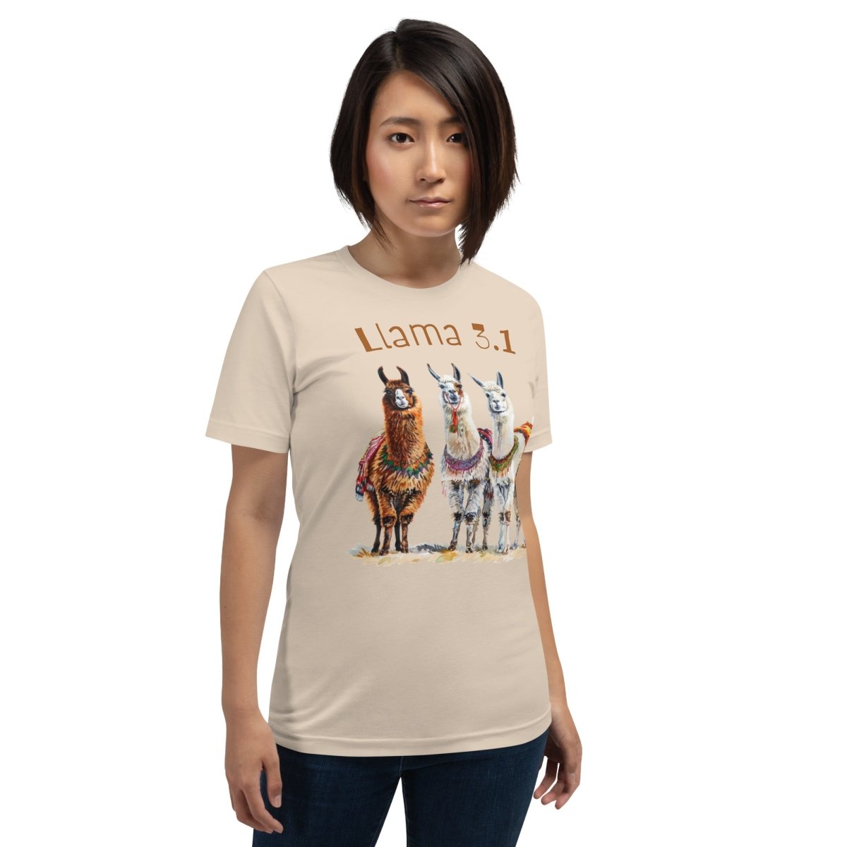 3 Llama 3.1 Llamas T-Shirt (unisex) - Soft Cream - AI Store