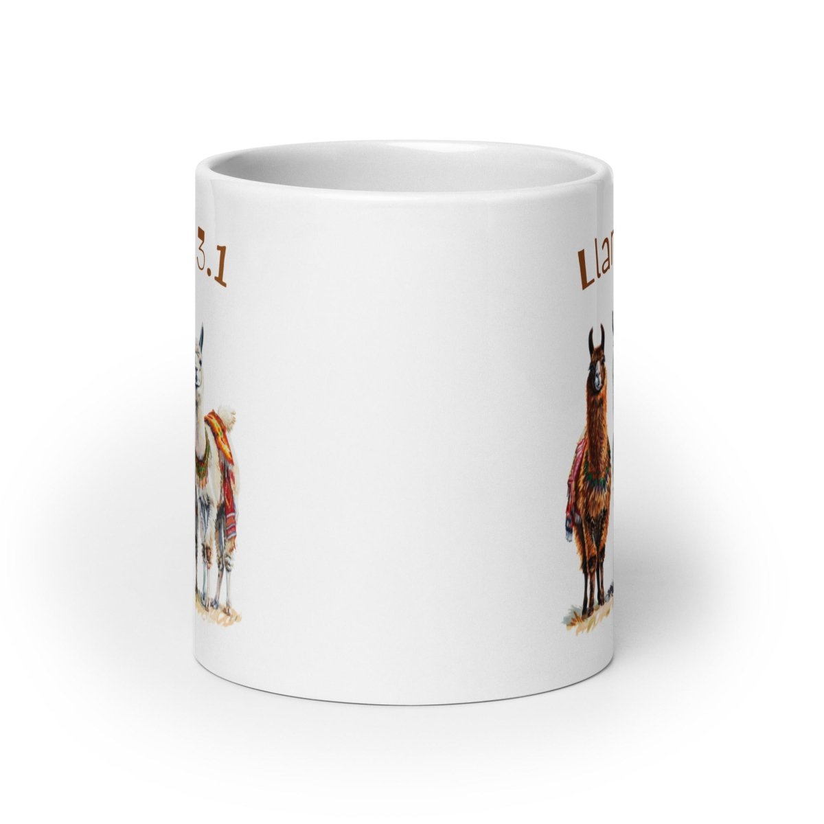 3 Llama 3.1 Llamas White Glossy Mug - 20 oz - AI Store