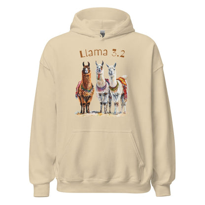 3 Llama 3.2 Llamas Hoodie (unisex) - Sand - AI Store