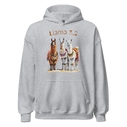 3 Llama 3.2 Llamas Hoodie (unisex) - Sport Grey - AI Store