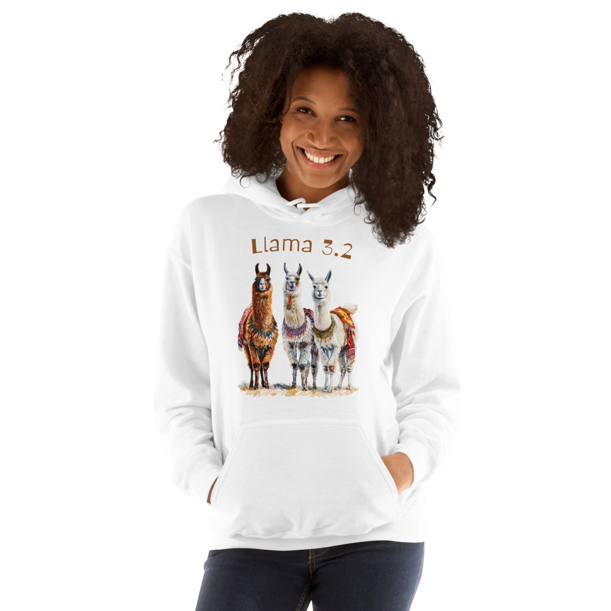 3 Llama 3.2 Llamas Hoodie (unisex) - White - AI Store