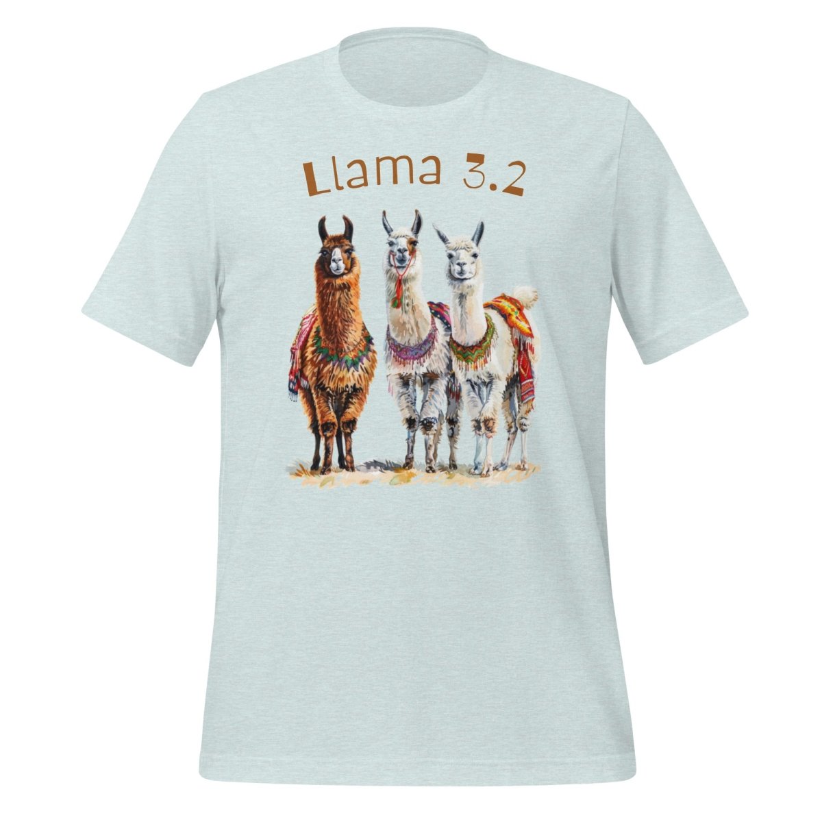 3 Llama 3.2 Llamas T-Shirt (unisex) - Heather Prism Ice Blue - AI Store