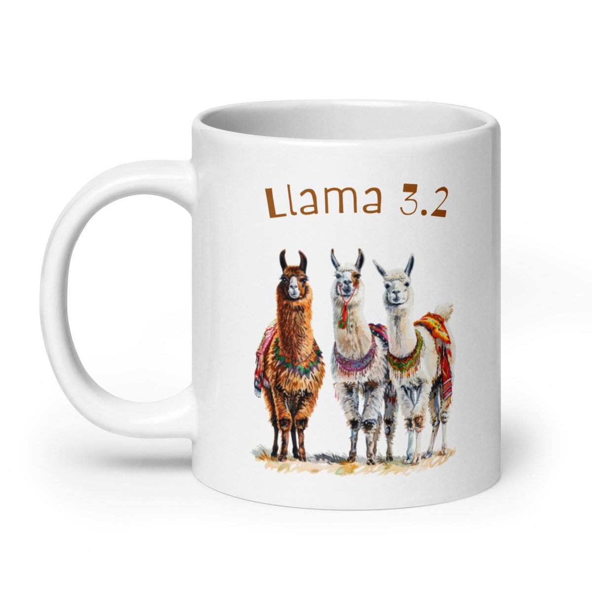 3 Llama 3.2 Llamas White Glossy Mug - 20 oz - AI Store