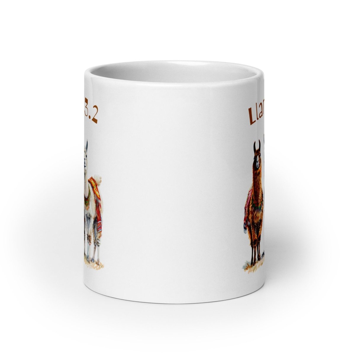 3 Llama 3.2 Llamas White Glossy Mug - 20 oz - AI Store