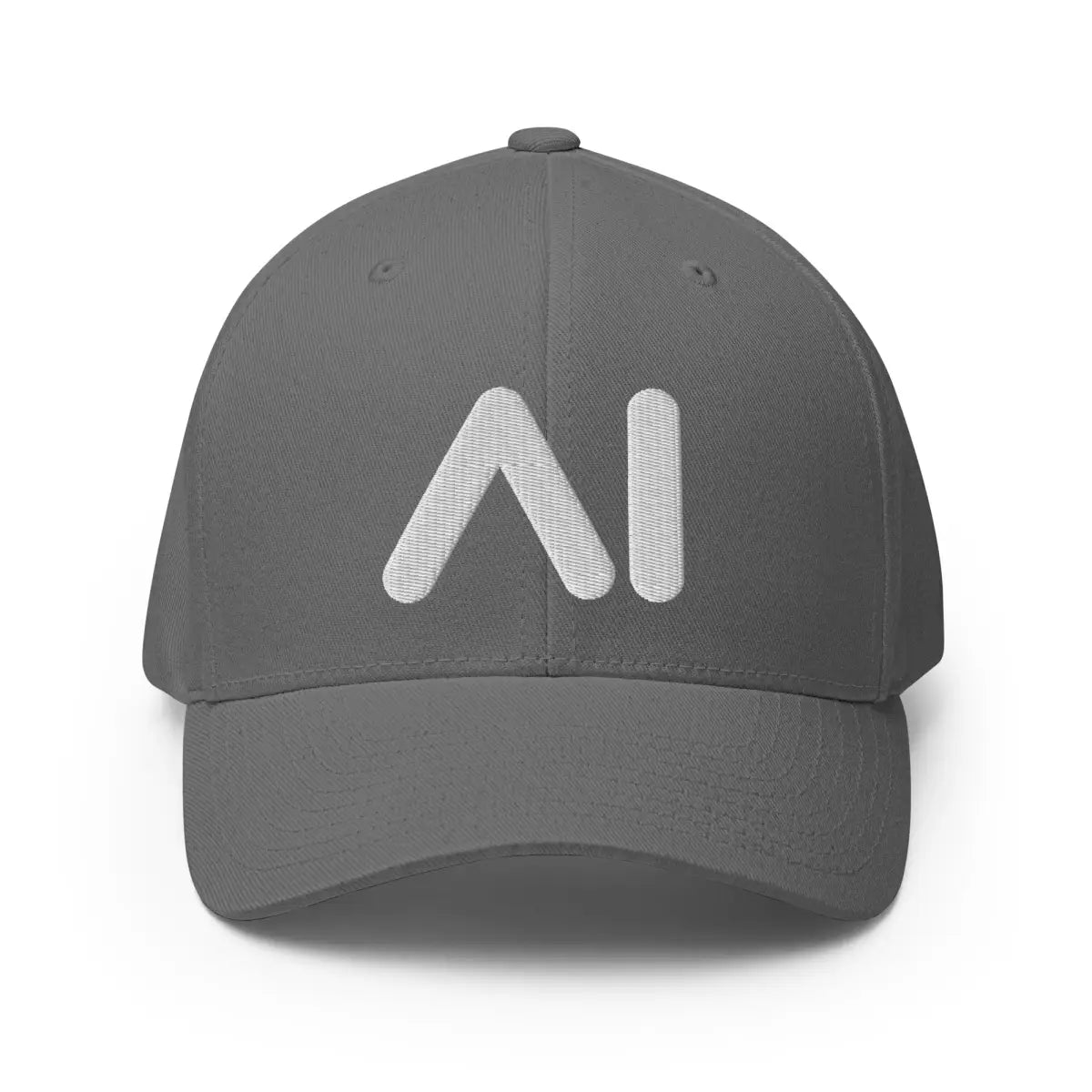 3D Puff AI Logo Closed-Back Baseball Cap - Grey / S/M