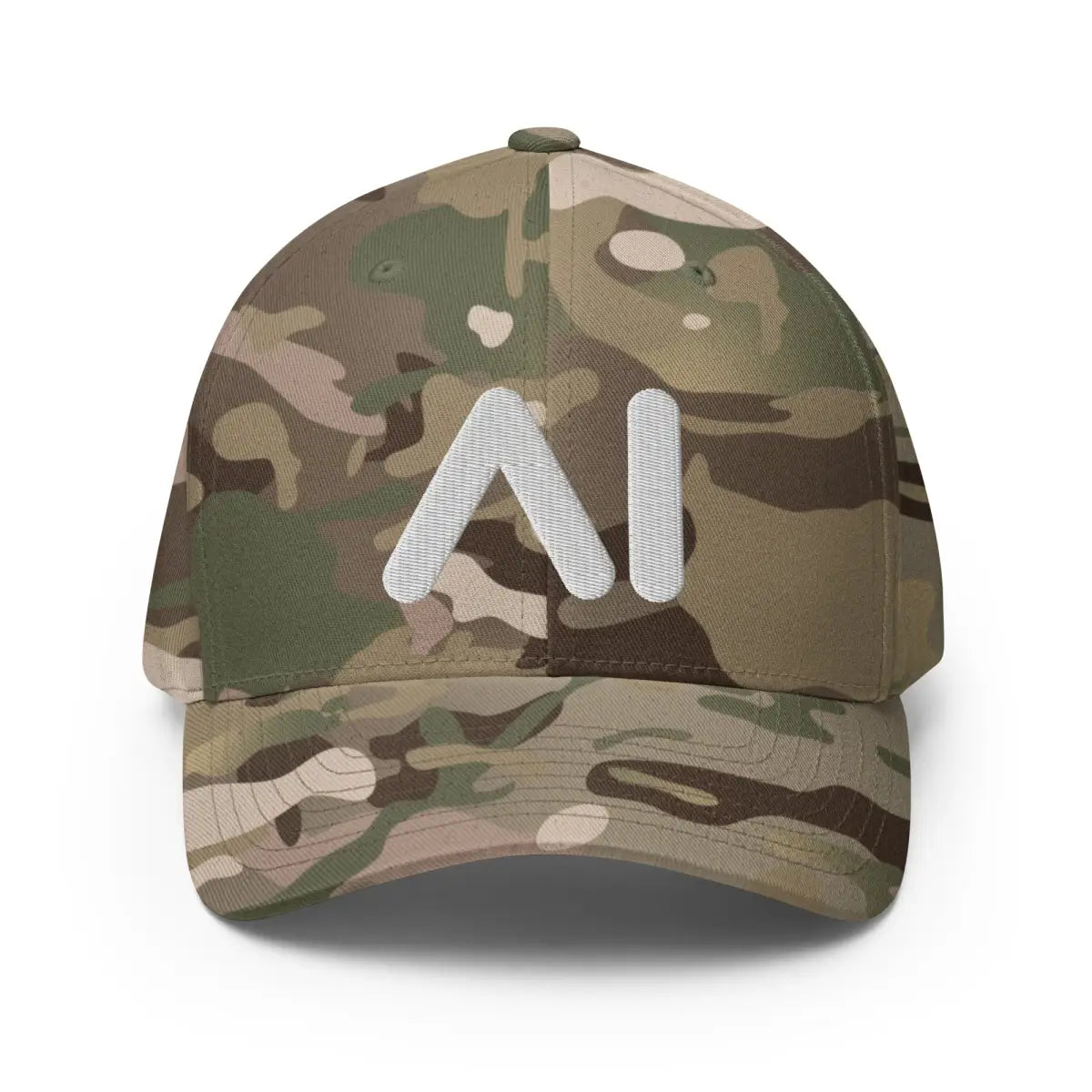 3D Puff AI Logo Closed-Back Baseball Cap - Multicam Green / S/M