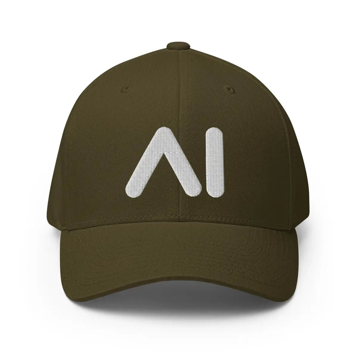 3D Puff AI Logo Closed-Back Baseball Cap - Olive / S/M