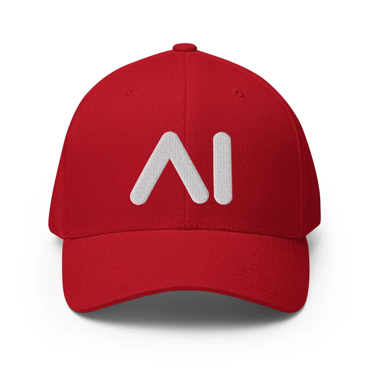 3D Puff AI Logo Closed-Back Baseball Cap - Red / S/M