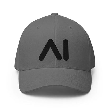 3D Puff AI Logo Closed-Back Baseball Cap V2 - Grey / S/M