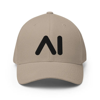 3D Puff AI Logo Closed-Back Baseball Cap V2 - Khaki / S/M