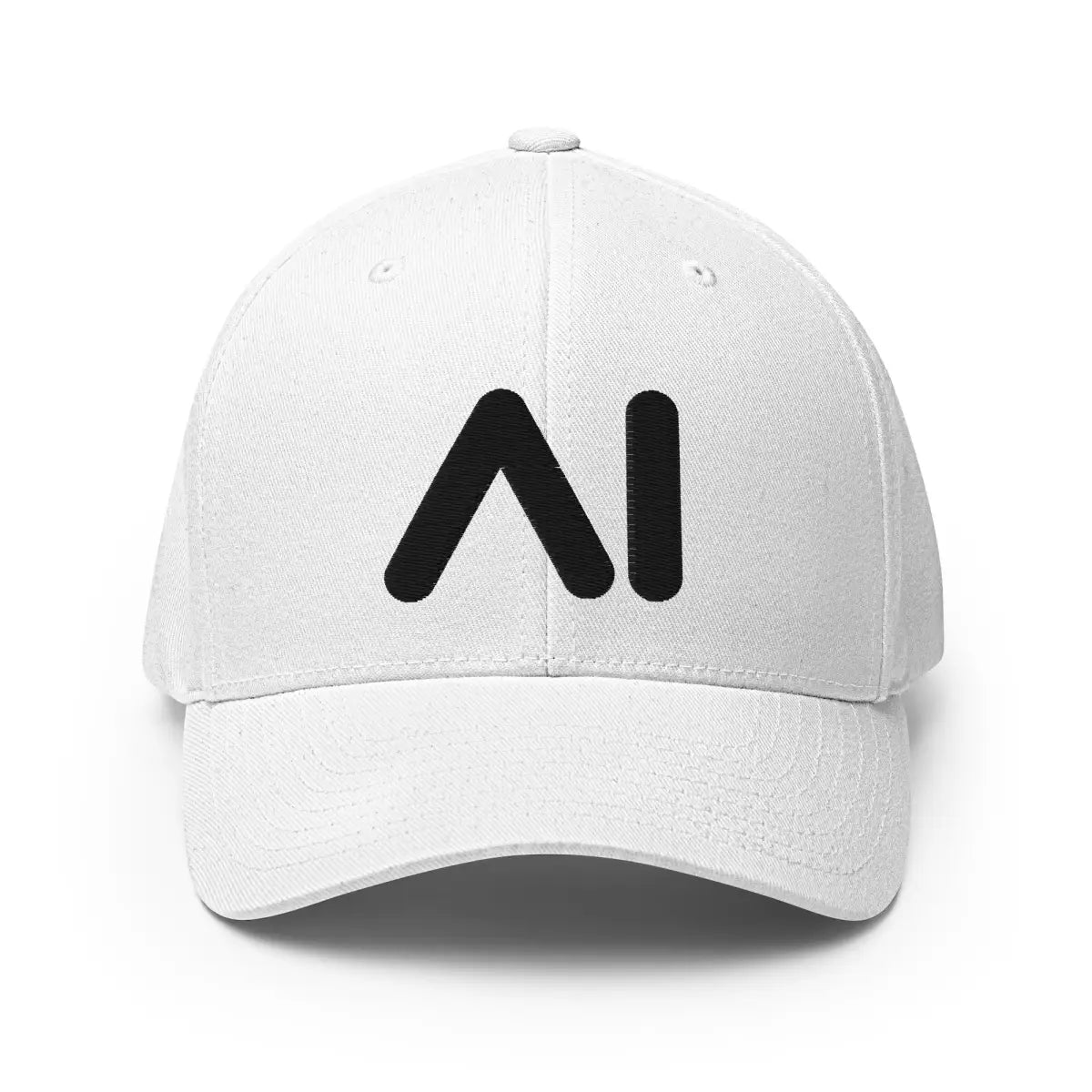 3D Puff AI Logo Closed-Back Baseball Cap V2 - White / S/M