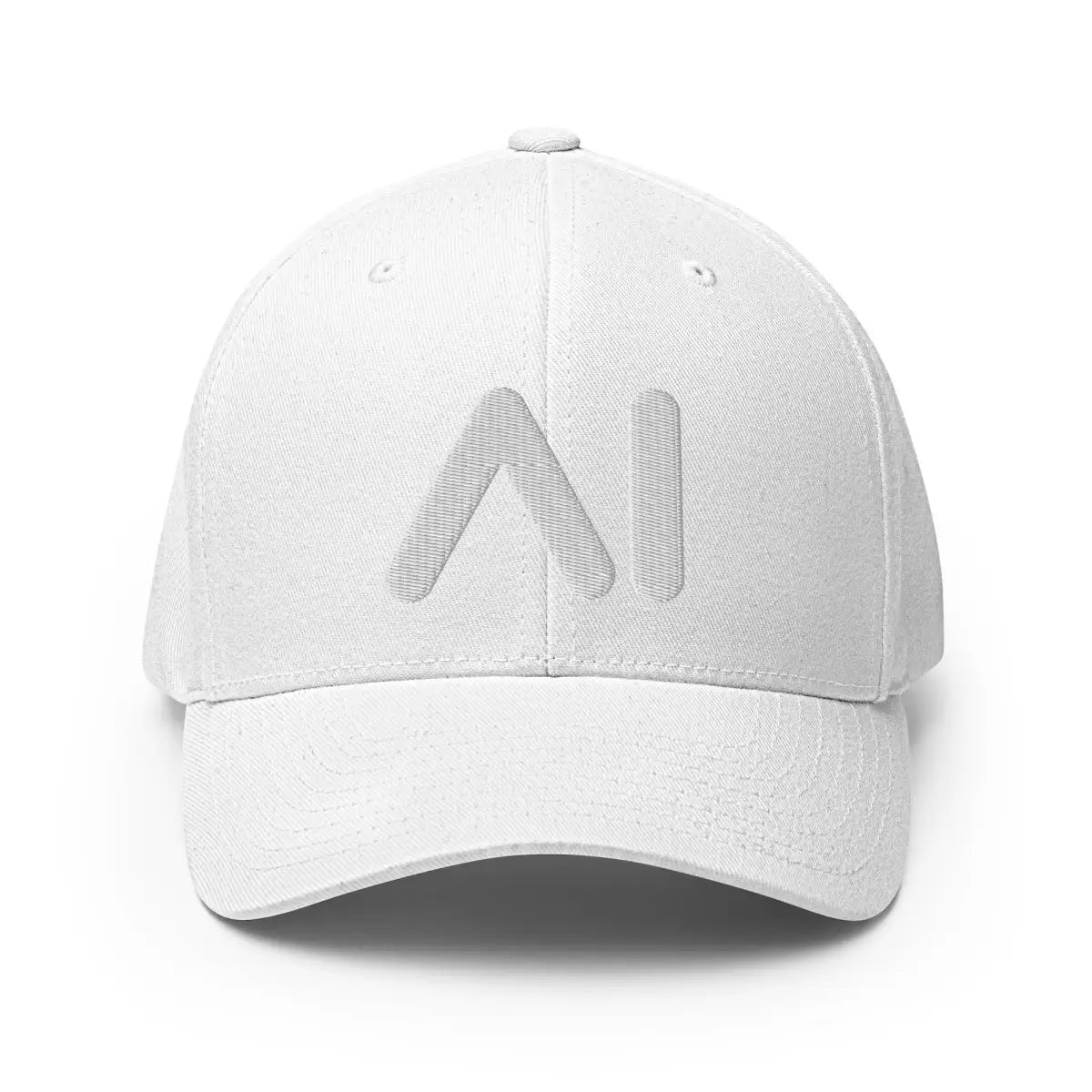 3D Puff AI Logo Closed-Back Baseball Cap - White / S/M