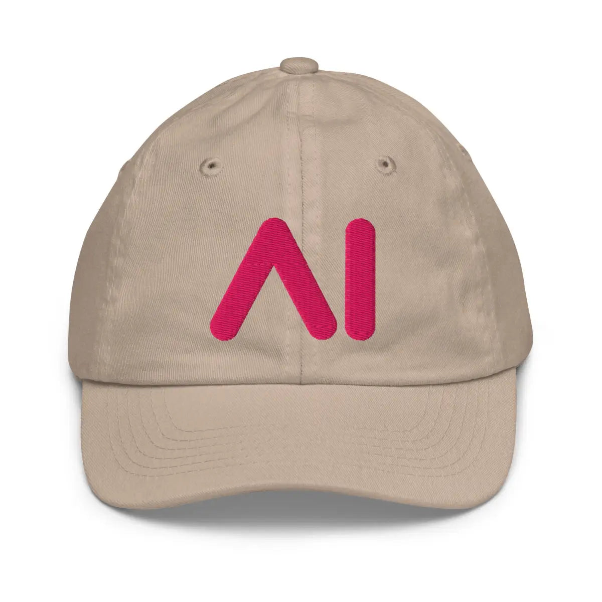 3D Puff Pink Al Logo Youth Baseball Cap (children) - Khaki