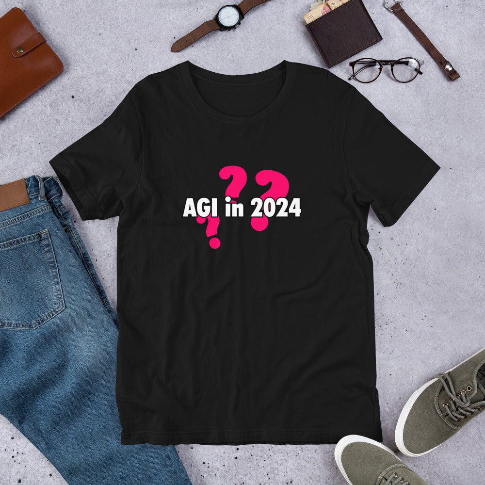 AGI in 2024??? Question T-Shirt (unisex) - Black - AI Store