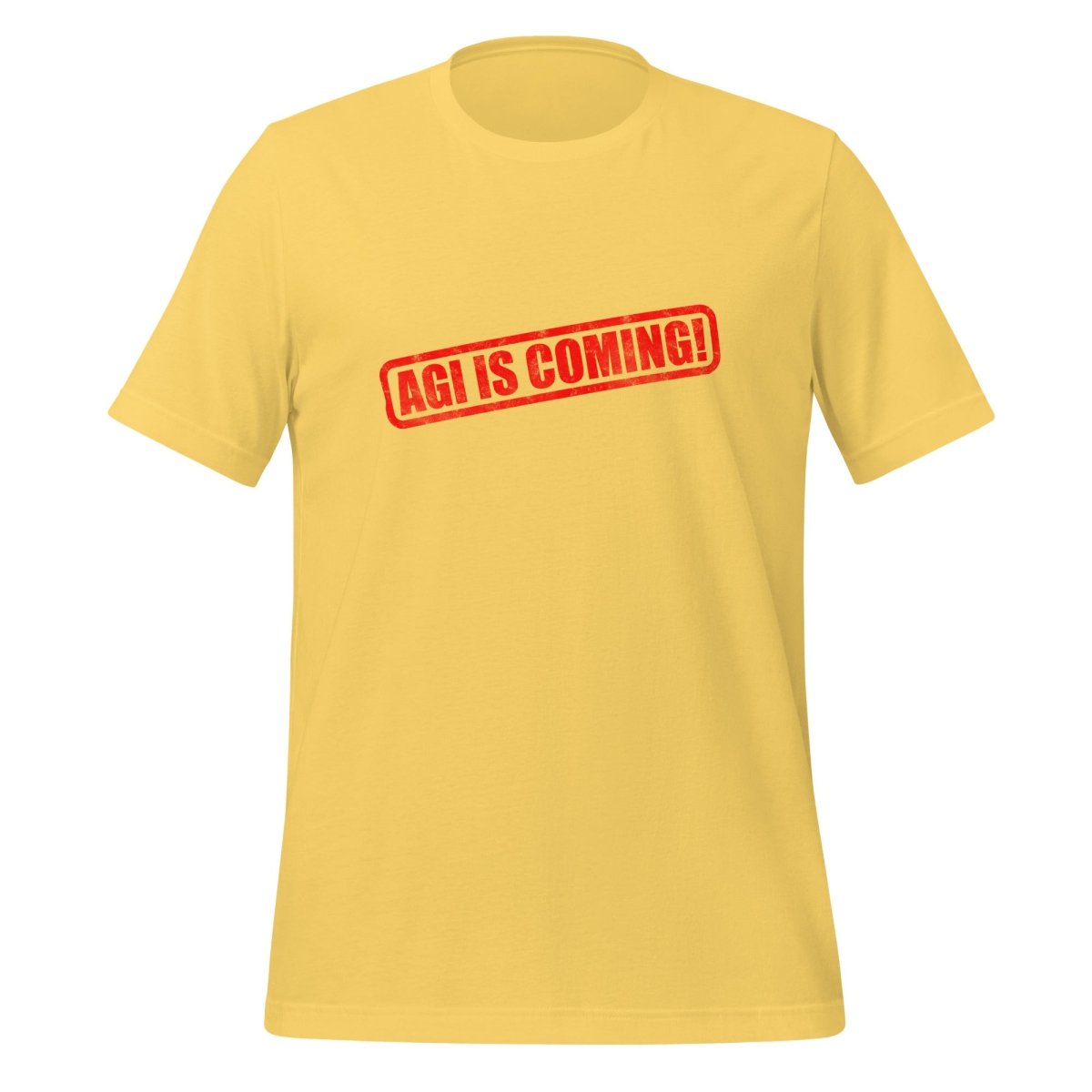 AGI IS COMING! Stamp T-Shirt (unisex) - Yellow - AI Store