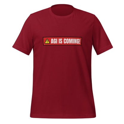 AGI IS COMING! Warning T-Shirt (unisex) - Cardinal - AI Store