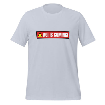 AGI IS COMING! Warning T-Shirt (unisex) - Light Blue - AI Store