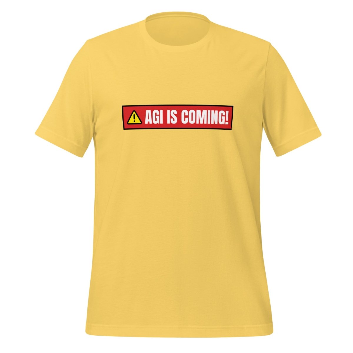 AGI IS COMING! Warning T-Shirt (unisex) - Yellow - AI Store