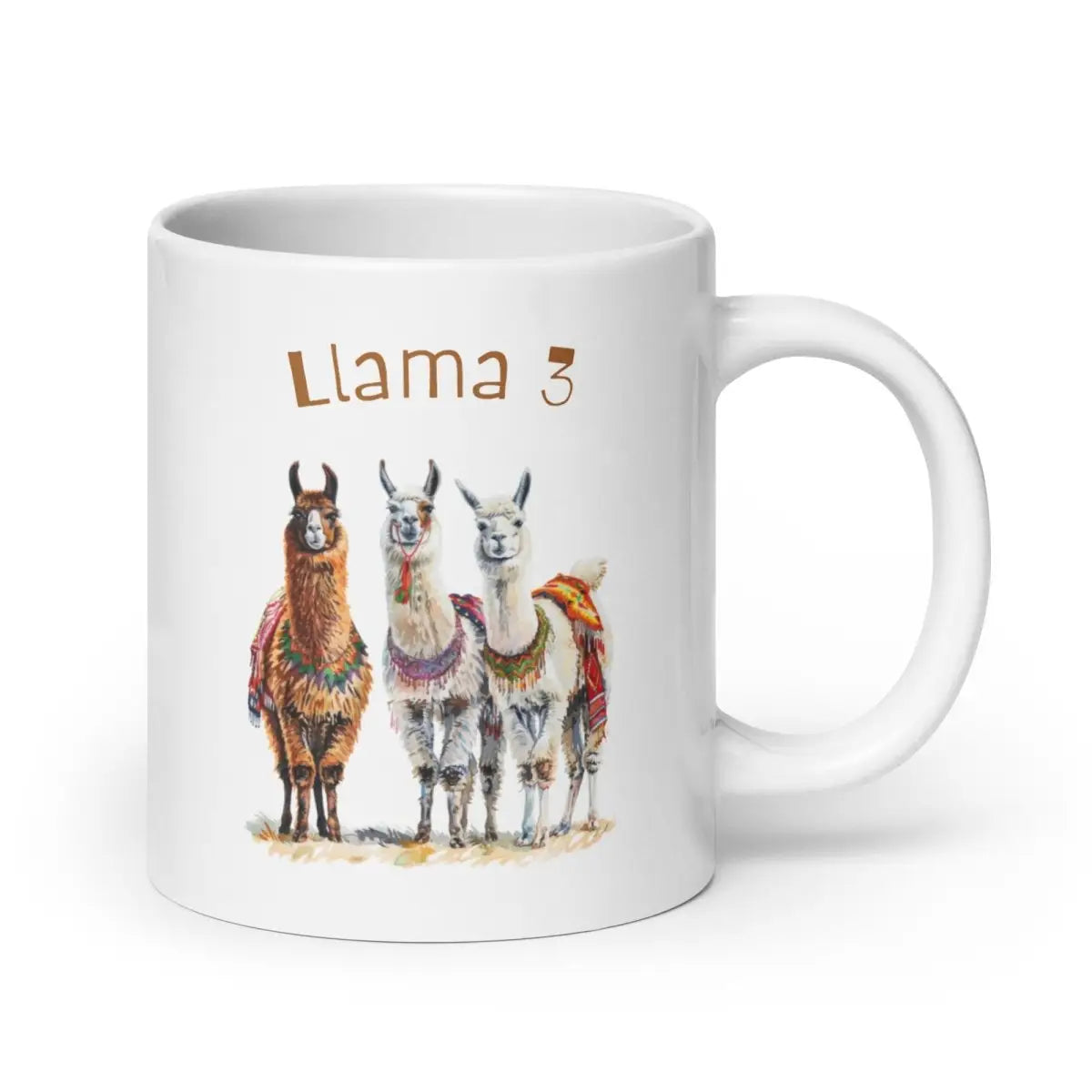 3 Llama 3 Llamas White Glossy Mug