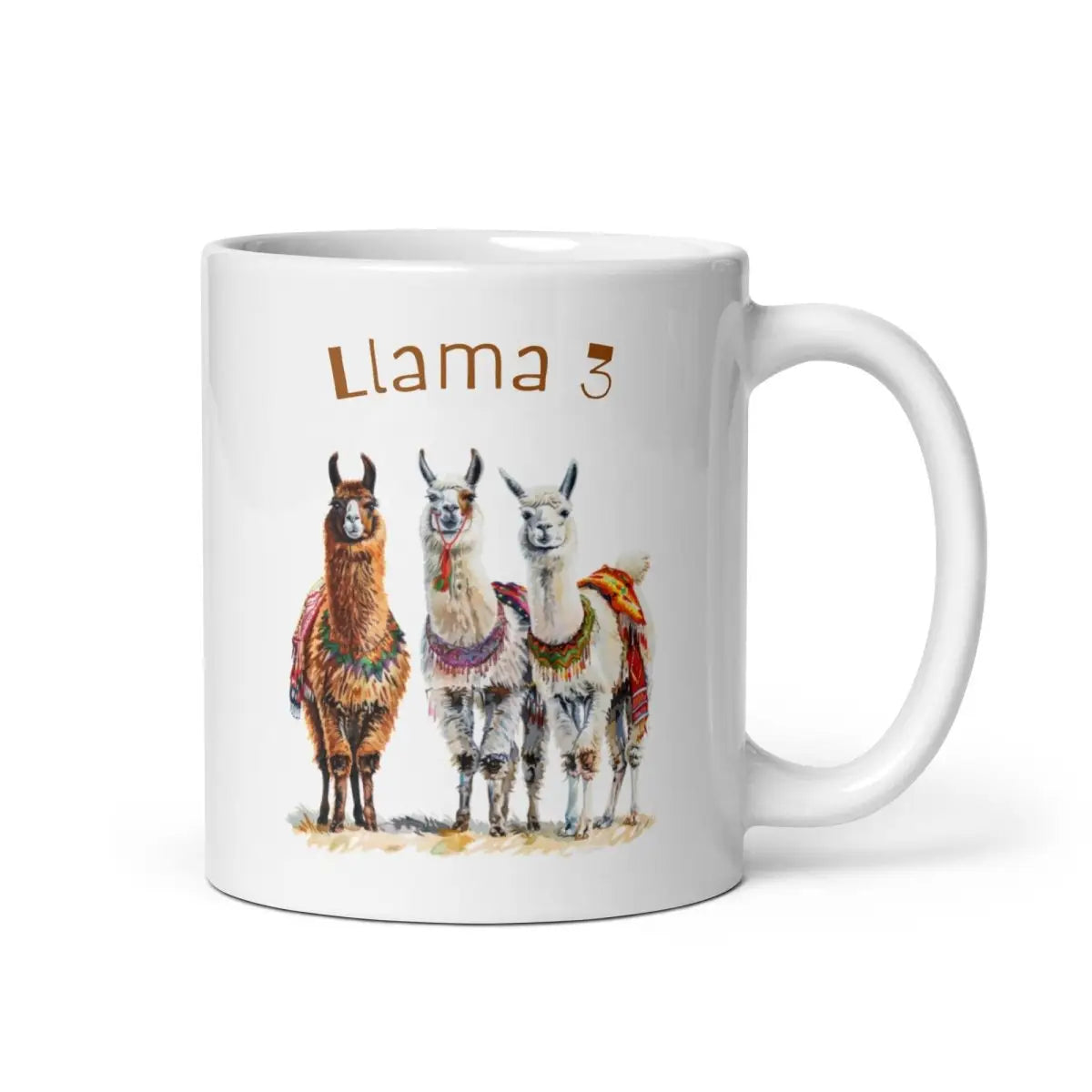 3 Llama 3 Llamas White Glossy Mug