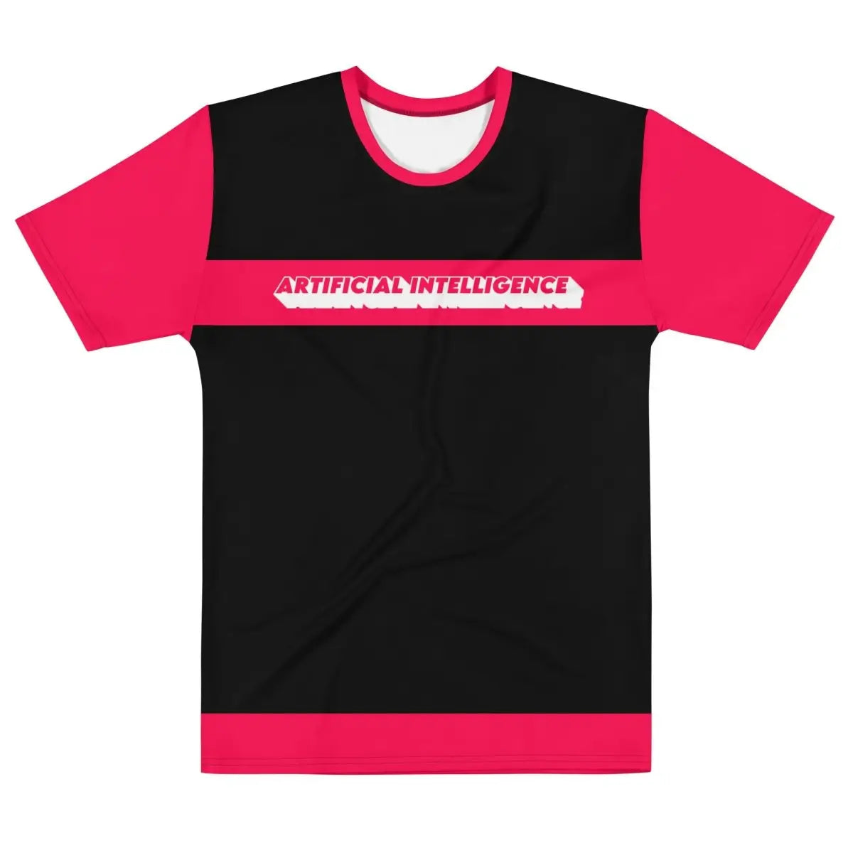 All-Over Print Hot Pink and Black Artificial Intelligence T-Shirt (men) - M