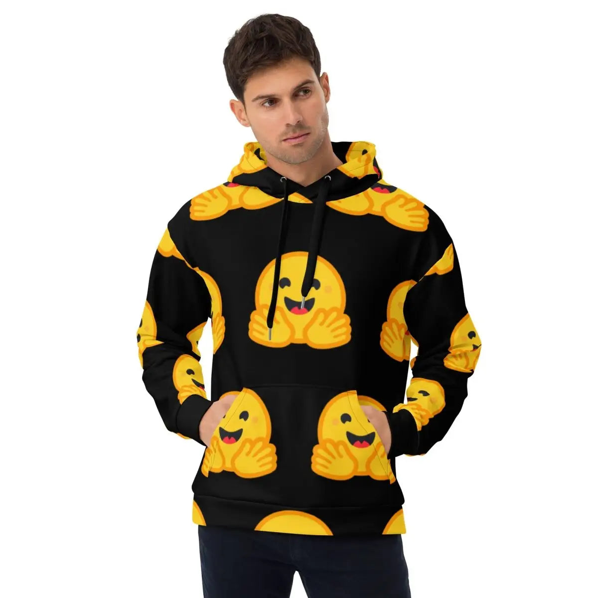 All-Over Print Hugging Face Icon Hoodie (unisex)