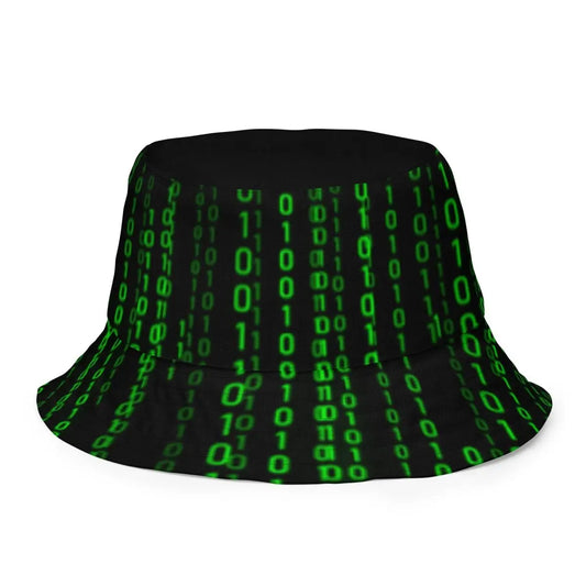 All-Over Print Matrix Falling Binary Reversible Bucket Hat - XS