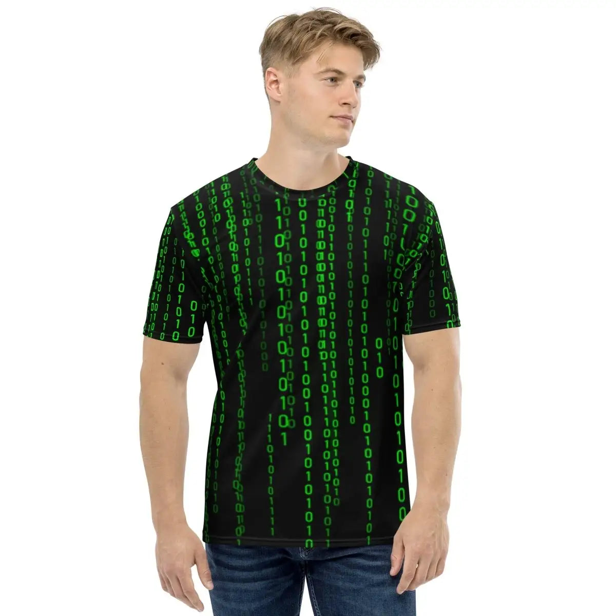 All-Over Print Matrix Falling Binary T-Shirt (men)